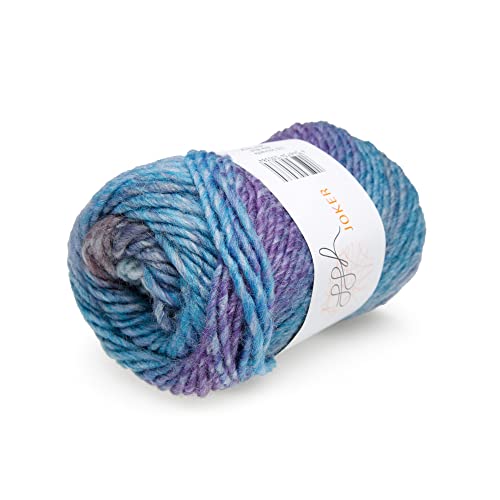 ggh Joker - Schurwolle Mischung - 50g Wolle zum Stricken oder Häkeln - Dicke Wolle mit Farbverlauf - Farbe 027 - Lila-Mauve-Blau meliert von ggh
