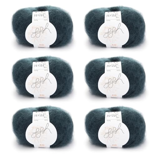 ggh Kid Box - 6 Knäuel Strickwolle aus Kid Mohair - 119 - Grüner Schiefer von ggh
