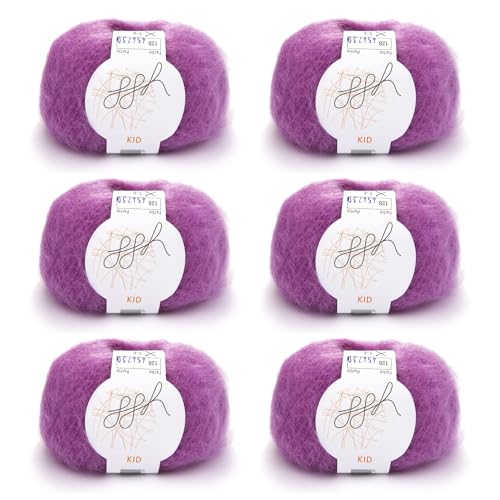 ggh Kid Box - 6 Knäuel Strickwolle aus Kid Mohair - Farbe 128 - Zyklam von ggh
