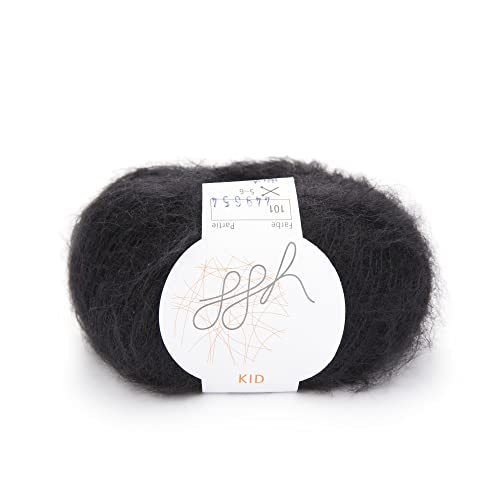 ggh Kid - Mohairwolle - 25g Wolle zum Stricken - leichte & hochwertige Kid-Mohair Wolle - Farbe 101 - Schwarz von ggh