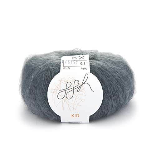 ggh Kid - Mohairwolle - 25g Wolle zum Stricken - leichte & hochwertige Kid-Mohair Wolle - Farbe 110 - Flanellgrau von ggh