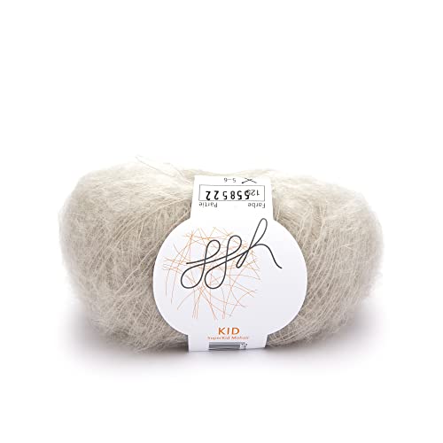 ggh Kid - Mohairwolle - 25g Wolle zum Stricken - leichte & hochwertige Kid-Mohair Wolle - Farbe 125 - Angorakanin von ggh