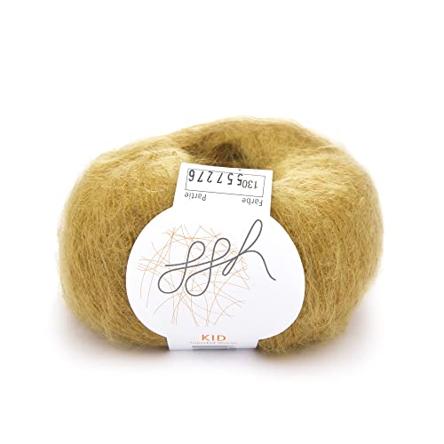 ggh Kid - Mohairwolle - 25g Wolle zum Stricken - leichte & hochwertige Kid-Mohair Wolle - Farbe 130 - Messing von ggh