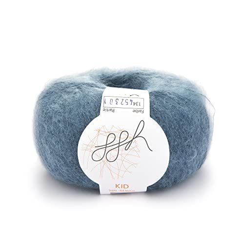 ggh Kid - Mohairwolle - 25g Wolle zum Stricken - leichte & hochwertige Kid-Mohair Wolle - Farbe 134 - Ozean von ggh