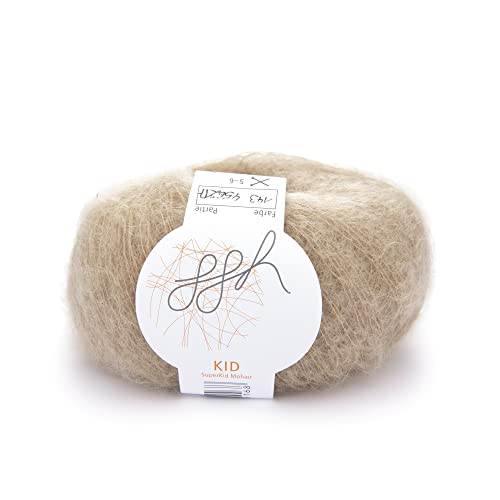 ggh Kid - Mohairwolle - 25g Wolle zum Stricken - leichte & hochwertige Kid-Mohair Wolle - Farbe 143 - Beige von ggh