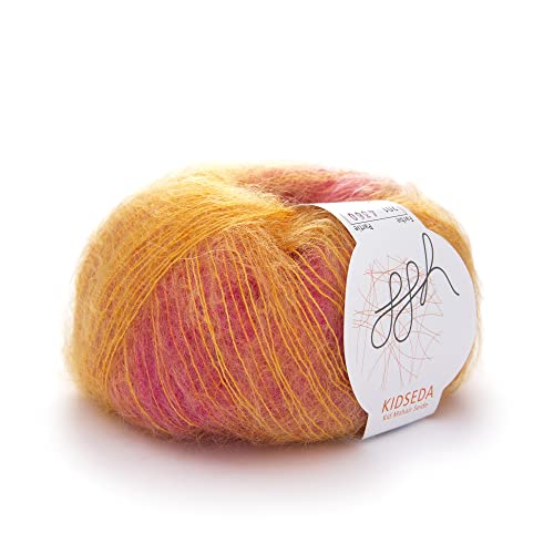 ggh Kidseda - Mohairwolle & Seide - 25g Wolle zum Stricken - leichte & hochwertige Wolle mit Farbverlauf - Farbe 201 - Pinkmeliert von ggh