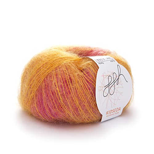 ggh Kidseda - Mohairwolle & Seide - 25g Wolle zum Stricken - leichte & hochwertige Wolle mit Farbverlauf - Farbe 201 - Pinkmeliert von ggh