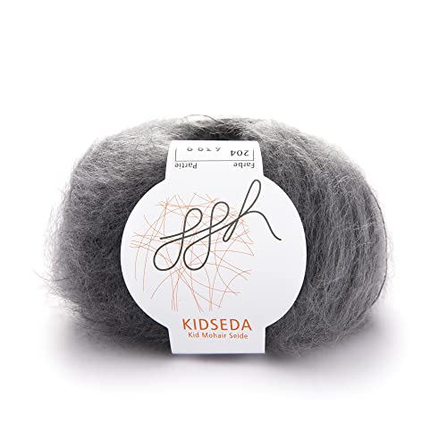ggh Kidseda - Mohairwolle & Seide - 25g Wolle zum Stricken - leichte & hochwertige Wolle mit Farbverlauf - Farbe 204 - Graumeliert von ggh