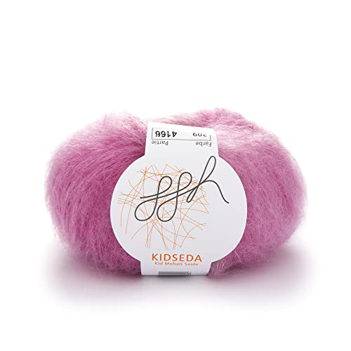 ggh Kidseda - Mohairwolle & Seide - 25g Wolle zum Stricken - leichte & hochwertige Wolle mit Farbverlauf - Farbe 209 - Rosameliert von ggh