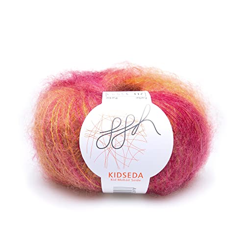 ggh Kidseda - Mohairwolle & Seide - 25g Wolle zum Stricken - leichte & hochwertige Wolle mit Farbverlauf - Farbe 211 - Bernstein von ggh