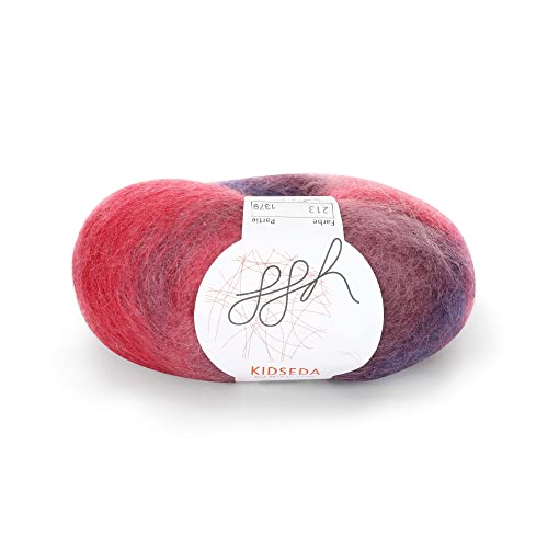 ggh Kidseda - Mohairwolle & Seide - 25g Wolle zum Stricken - leichte & hochwertige Wolle mit Farbverlauf - Farbe 213 - Pink-Mauve-Lavendel von ggh