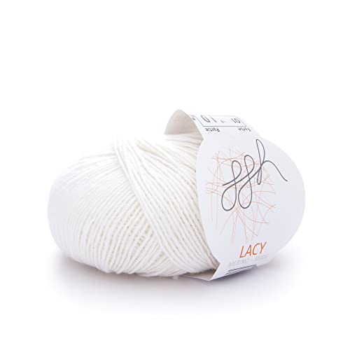 ggh Lacy - Merinowolle mit Seide - 25g Wolle zum Stricken oder Häkeln - Lace-Garn - Farbe 001 - Wollweiß ggh Lacy - Merinowolle mit Seide - 25g Wolle zum Stricken oder Häkeln - Lace-Garn - Farbe 001 - Wollweiß von ggh