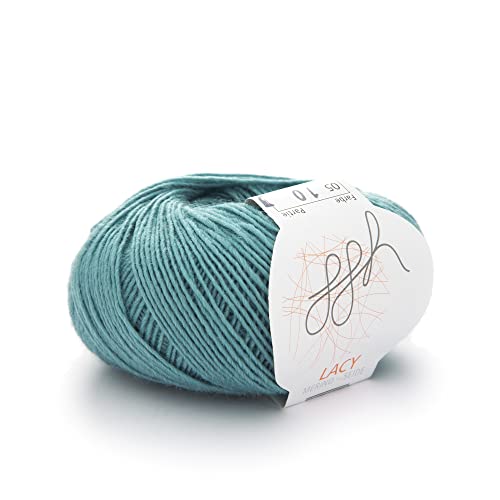 ggh Lacy - Merinowolle mit Seide - 25g Wolle zum Stricken oder Häkeln - Lace-Garn - Farbe 005 - Gletschergrün von ggh