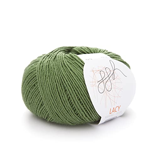 ggh Lacy - Merinowolle mit Seide - 25g Wolle zum Stricken oder Häkeln - Lace-Garn - Farbe 007 - Olivgrün von ggh
