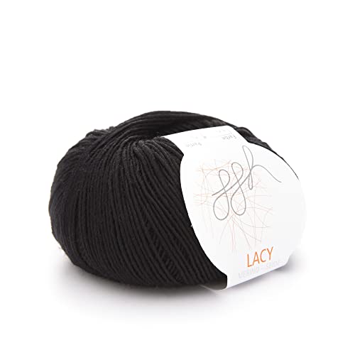 ggh Lacy - Merinowolle mit Seide - 25g Wolle zum Stricken oder Häkeln - Lace-Garn - Farbe 010 - Schwarz ggh Lacy - Merinowolle mit Seide - 25g Wolle zum Stricken oder Häkeln - Lace-Garn - Farbe 010 - Schwarz von ggh