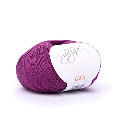 ggh Lacy - Merinowolle mit Seide - 25g Wolle zum Stricken oder Häkeln - Lace-Garn - Farbe 016 - Amethyst von ggh