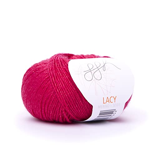 ggh Lacy - Merinowolle mit Seide - 25g Wolle zum Stricken oder Häkeln - Lace-Garn - Farbe 017 - Korallenrot von ggh