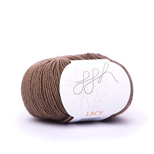 ggh Lacy - Merinowolle mit Seide - 25g Wolle zum Stricken oder Häkeln - Lace-Garn - Farbe 018 - Braun von ggh