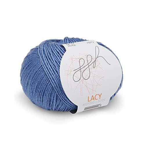 ggh Lacy - Merinowolle mit Seide - 25g Wolle zum Stricken oder Häkeln - Lace-Garn - Farbe 021 - Blau von ggh