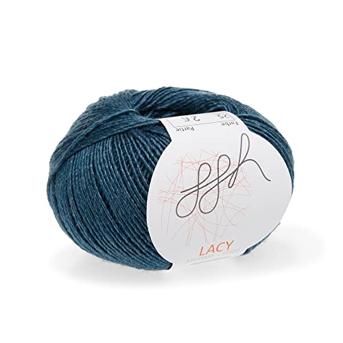 ggh Lacy - Merinowolle mit Seide - 25g Wolle zum Stricken oder Häkeln - Lace-Garn - Farbe 025 - Petrol von ggh