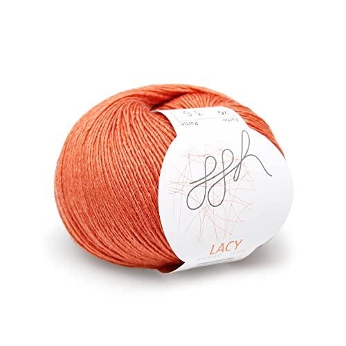 ggh Lacy - Merinowolle mit Seide - 25g Wolle zum Stricken oder Häkeln - Lace-Garn - Farbe 026 - Herbstorange von ggh