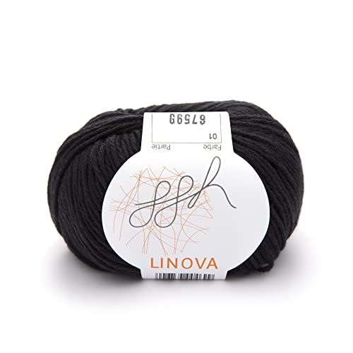 ggh Linova | Baumwolle mit Leinen Mischung | 50g Wolle zum Stricken oder Häkeln | Farbe 001 - Schwarz ggh Linova | Baumwolle mit Leinen Mischung | 50g Wolle zum Stricken oder Häkeln | Farbe 001 - Schwarz von ggh