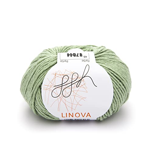 ggh Linova | Baumwolle mit Leinen Mischung | 50g Wolle zum Stricken oder Häkeln | Farbe 046 - Lindgrün von ggh