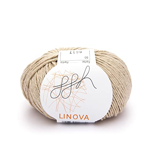 ggh Linova | Baumwolle mit Leinen Mischung | 50g Wolle zum Stricken oder Häkeln | Farbe 050 - Sand von ggh