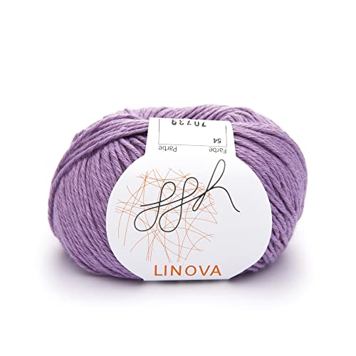 ggh Linova | Baumwolle mit Leinen Mischung | 50g Wolle zum Stricken oder Häkeln | Farbe 054 - Helles Veilchen von ggh