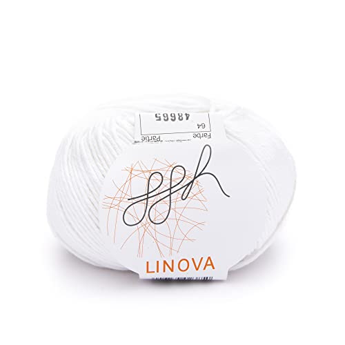 ggh Linova | Baumwolle mit Leinen Mischung | 50g Wolle zum Stricken oder Häkeln | Farbe 064 - Weiß von ggh