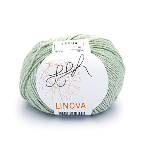 ggh Linova | Baumwolle mit Leinen Mischung | 50g Wolle zum Stricken oder Häkeln | Farbe 070 - Blasses Lindgrün von ggh