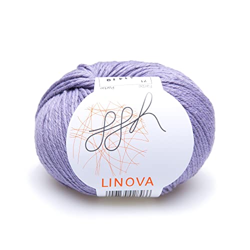 ggh Linova | Baumwolle mit Leinen Mischung | 50g Wolle zum Stricken oder Häkeln | Farbe 071 - Lavendel von ggh