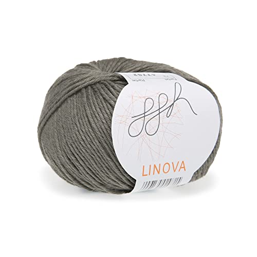 ggh Linova | Baumwolle mit Leinen Mischung | 50g Wolle zum Stricken oder Häkeln | Farbe 073 - Khaki von ggh