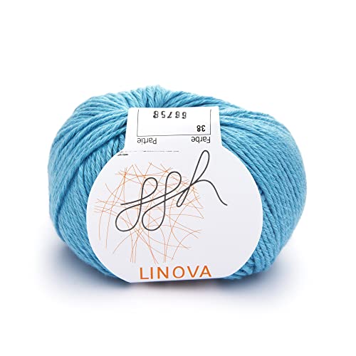ggh Linova | Baumwolle mit Leinen Mischung | 50g Wolle zum Stricken oder Häkeln | Farbe 038 - Aqua von ggh