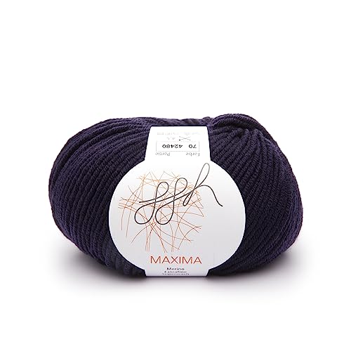 ggh Maxima - 100% Merinowolle extrafein und Superwash - Lauflänge 110m auf 50g - Nadelstärke 4-5 - Wolle zum Stricken oder Häkeln - Farbe 070 - Dunkelviolett von ggh