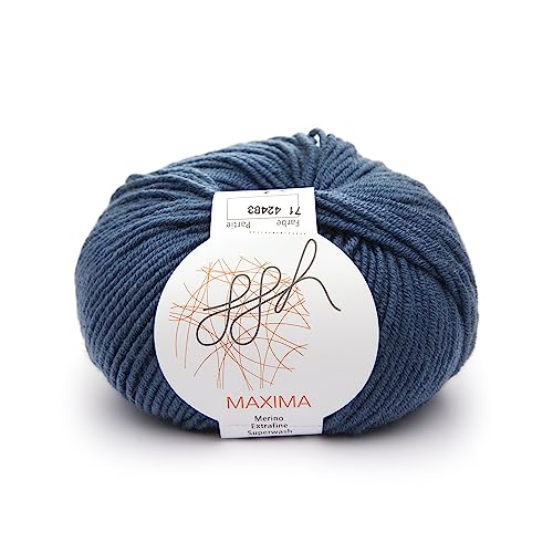 ggh Maxima - 100% Merinowolle extrafein und superwash - Lauflänge 110m auf 50g - Nadelstärke 4-5 - Wolle zum Stricken oder Häkeln - Farbe 071 - Ozeanblau von ggh