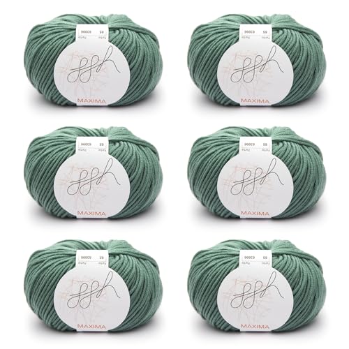 ggh Maxima Box - 6x50g (insgesamt 300g) Merinowolle extrafein und maschinenwaschbar - Nadelstärke 4-5 Farbe 065 - Berylgrün von ggh