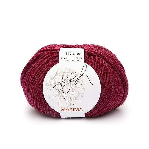 ggh Maxima - 100% Merinowolle extrafein und superwash - Lauflänge 110m auf 50g - Nadelstärke 4-5 - Wolle zum Stricken oder Häkeln - Farbe 061 - Blutrot von ggh