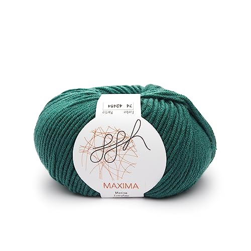 ggh Maxima - 100% Merinowolle extrafein und Superwash - Lauflänge 110m auf 50g - Nadelstärke 4-5 - Wolle zum Stricken oder Häkeln - Farbe 074 - Ozeangrün von ggh