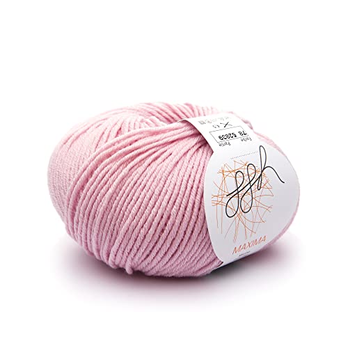 ggh Maxima - 100% Merinowolle extrafein und superwash - Lauflänge 110m auf 50g - Nadelstärke 4-5 - Wolle zum Stricken oder Häkeln - Farbe 078 - Puderrosa von ggh