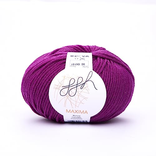 ggh Maxima - 100% Merinowolle extrafein und Superwash - Lauflänge 110m auf 50g - Nadelstärke 4-5 - Wolle zum Stricken oder Häkeln - Farbe 080 - Zyklam von ggh