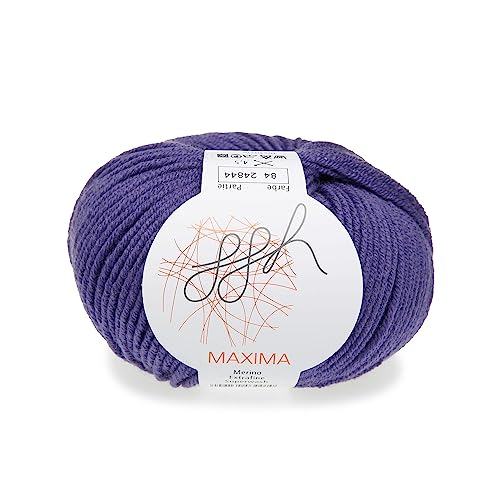 ggh Maxima - 100% Merinowolle extrafein und Superwash - Lauflänge 110m auf 50g - Nadelstärke 4-5 - Wolle zum Stricken oder Häkeln - Farbe 084 - Lila von ggh