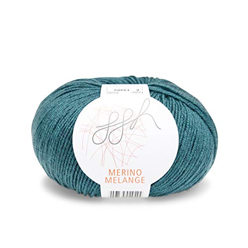 ggh Merino Melange - 100% Merinowolle (superwash) - 170m/50g Wolle zum Stricken Farbe 006 - Petrol meliert von ggh