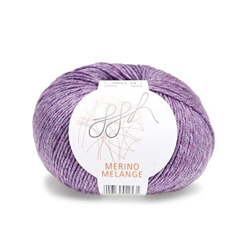 ggh Merino Melange - 100% Merinowolle (superwash) - 170m/50g Wolle zum Stricken Farbe 010 - Lavendel meliert von ggh