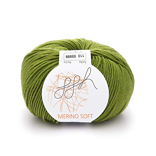 ggh Merino Soft - 100% Schurwolle (Merinowolle - Superwash) - 170m/50g Wolle zum Stricken/Farbe 113 - Moos von ggh