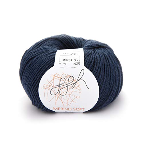 ggh Merino Soft - 100% Schurwolle (Merinowolle - Superwash) - 50g Wolle zum Stricken oder Häkeln/Farbe 114 - Entenblau von ggh
