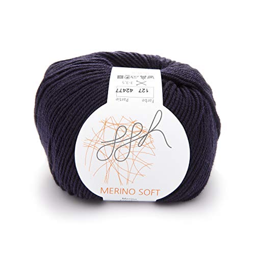 ggh Merino Soft - 100% Schurwolle (Merinowolle - Superwash) - 50g Wolle zum Stricken oder Häkeln/Farbe 127 - Nachtblauviolett von ggh
