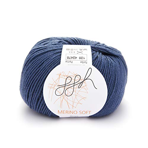 ggh Merino Soft - 100% Schurwolle (Merinowolle - Superwash) - 50g Wolle zum Stricken oder Häkeln/Farbe 128 - Ozeanblau von ggh