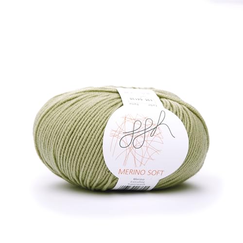 ggh Merino Soft - 100% Schurwolle (Merinowolle - Superwash) - 170m/50g Wolle zum Stricken/Farbe 135 - Helles Khaki von ggh