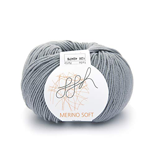 ggh Merino Soft - 100% Schurwolle (Merinowolle - Superwash) - 170m/50g Wolle zum Stricken/Farbe 126 - Mittelgrau von ggh